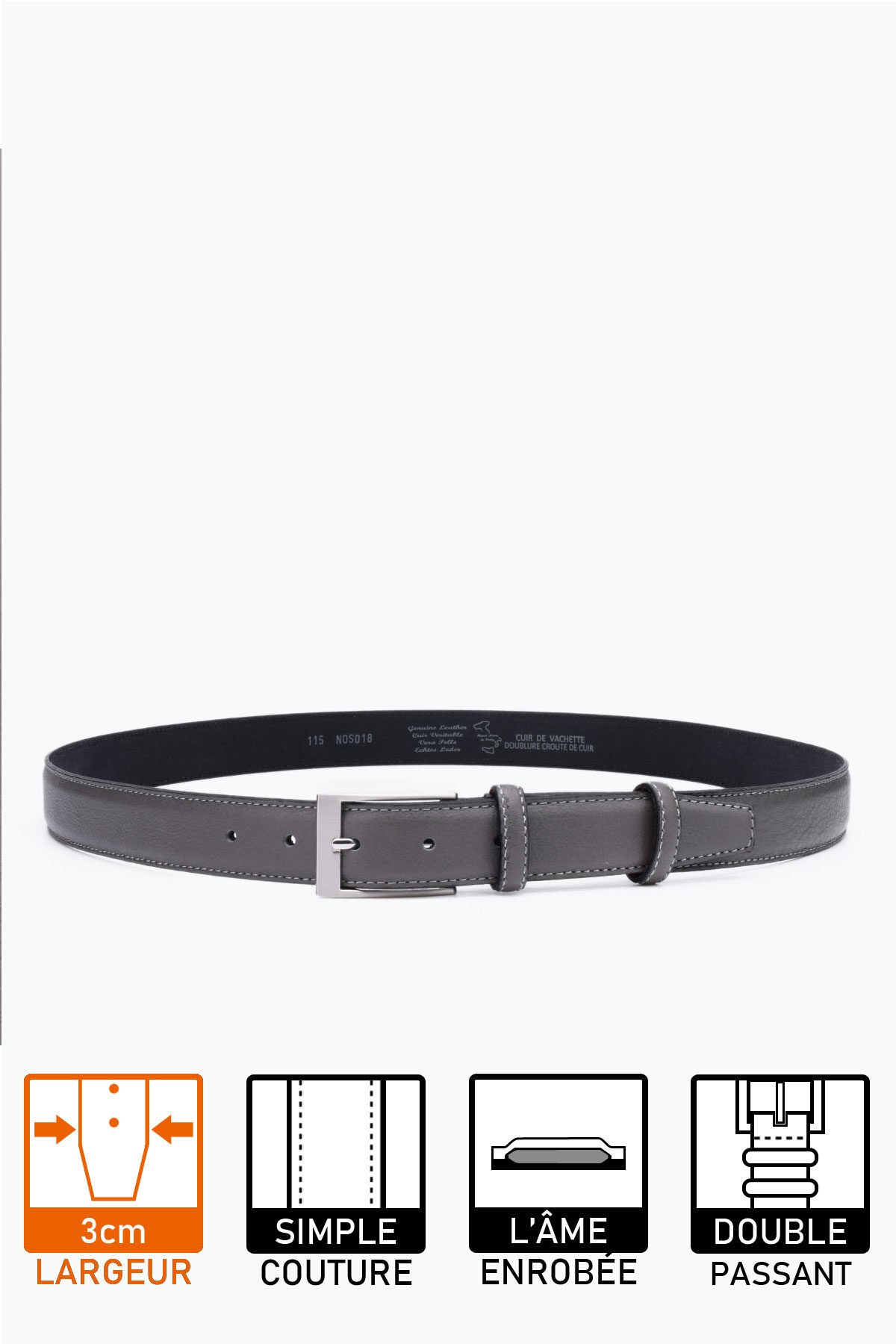 Wholesaler A&E - NOS018italian leather belt gray