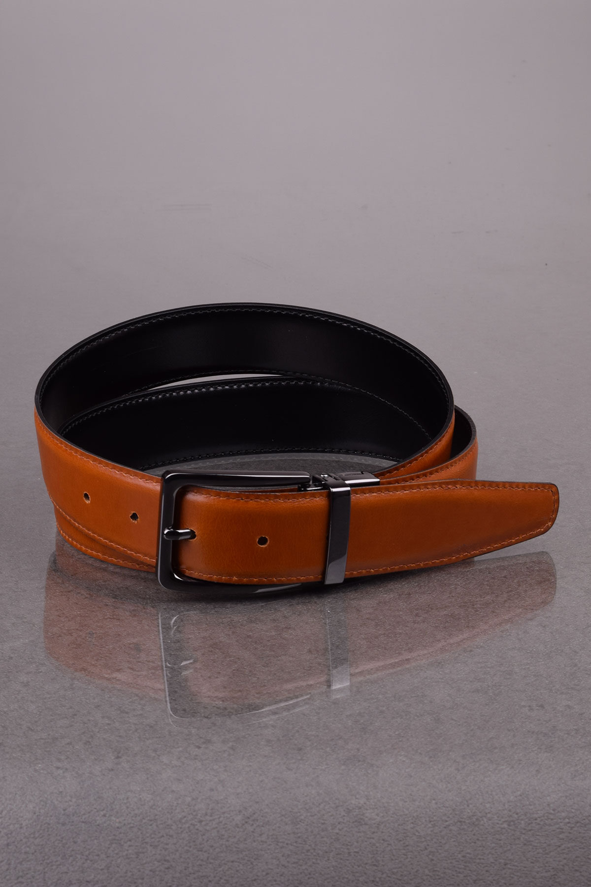 Großhändler A&E - J072 WENDEGÜRTEL AUS ITALIENISCHEM LEDER SCHWARZ/BLAU