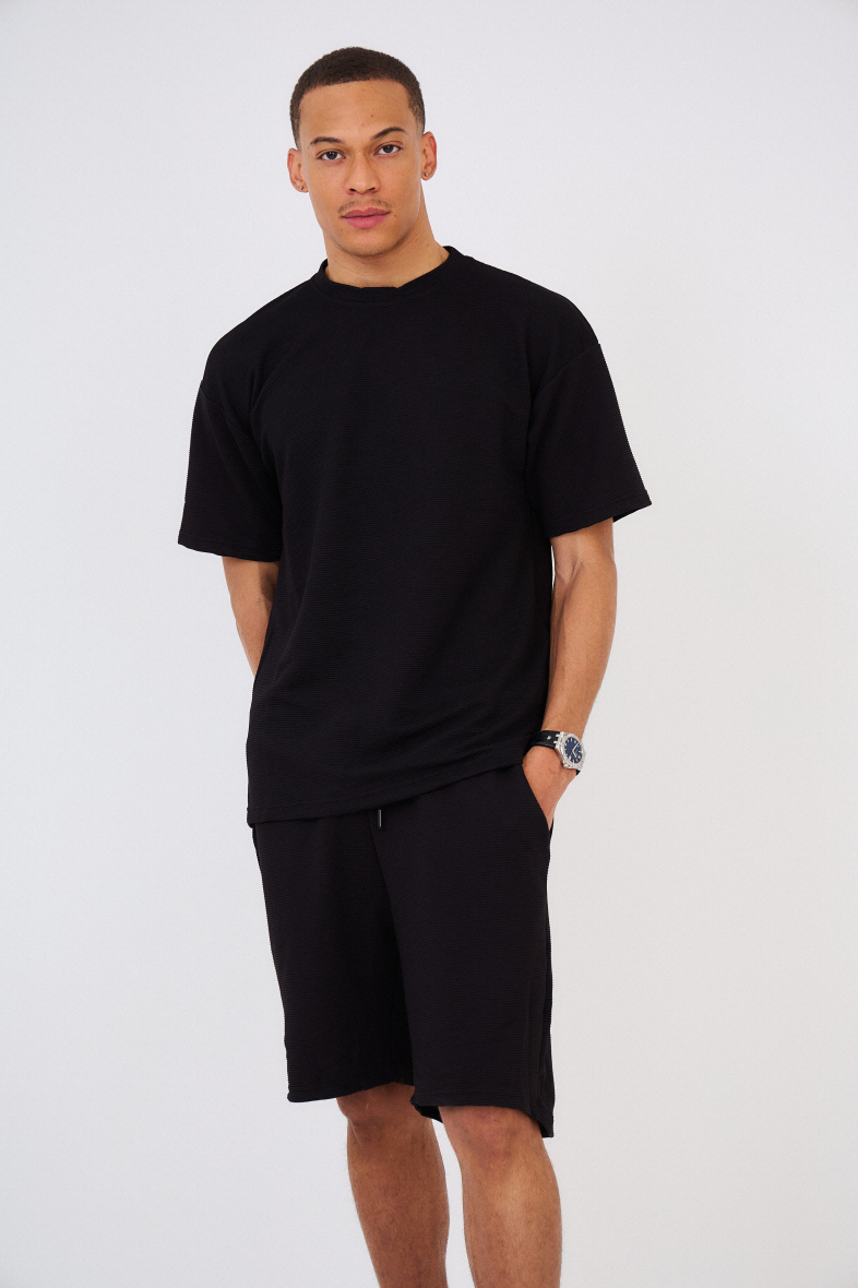 Grossiste Aarhon - Ensemble T-Shirt / Short Matière texturée