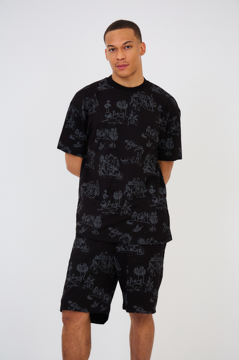 Wholesaler Aarhon - Oversized Printed T-Shirt/Shorts Set