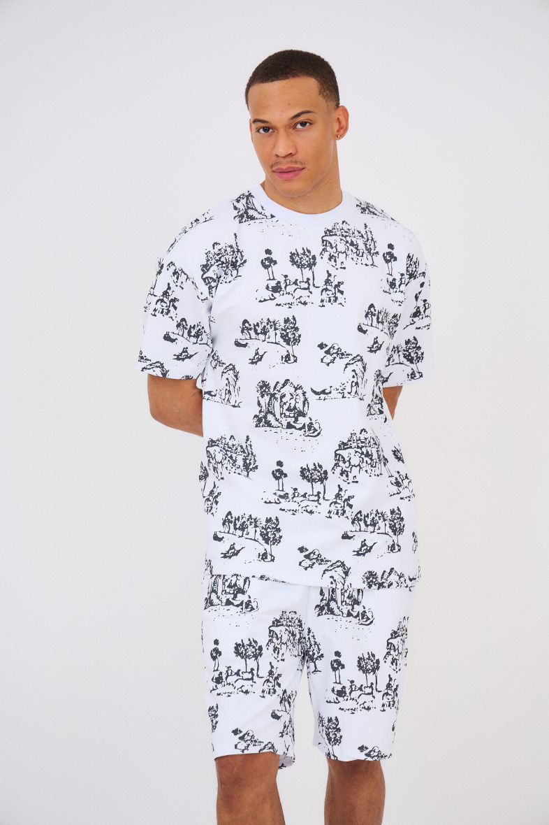Wholesaler Aarhon - Oversized Printed T-Shirt/Shorts Set