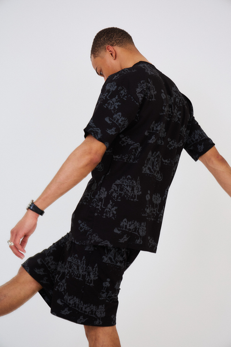 Wholesaler Aarhon - Oversized Printed T-Shirt/Shorts Set
