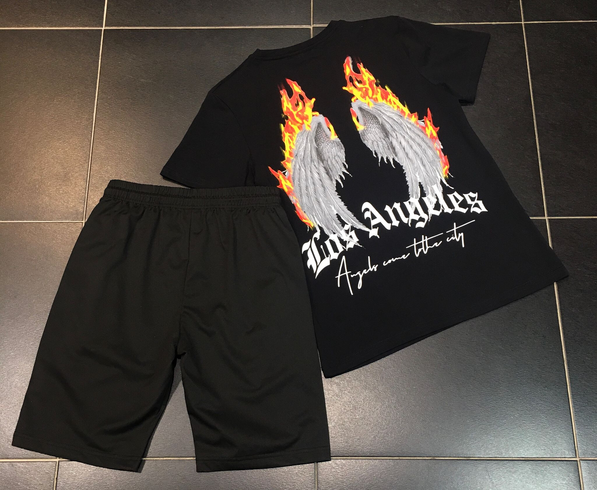 Wholesaler Aarhon - Los Angeles Printed Short T-shirt