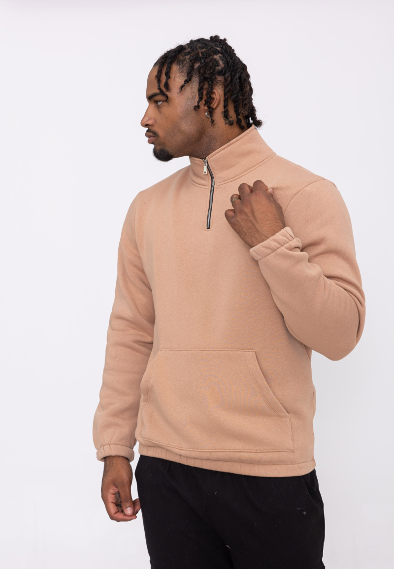 Wholesaler Aarhon - Fleece sweatshirt with zipped trucker collar