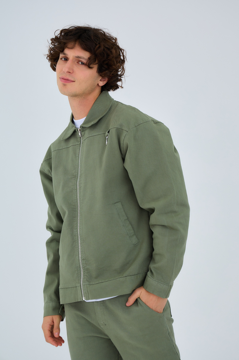 Grossista Aarhon - Giacca con zip in cotone drill