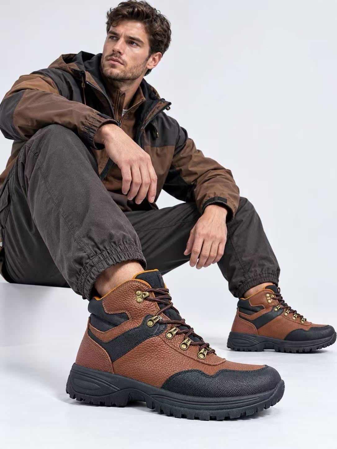 Mayorista ALTAMODA SHOES - Botas de trabajo/senderismo para hombre de cuero genuino, cordones, suela robusta antideslizante