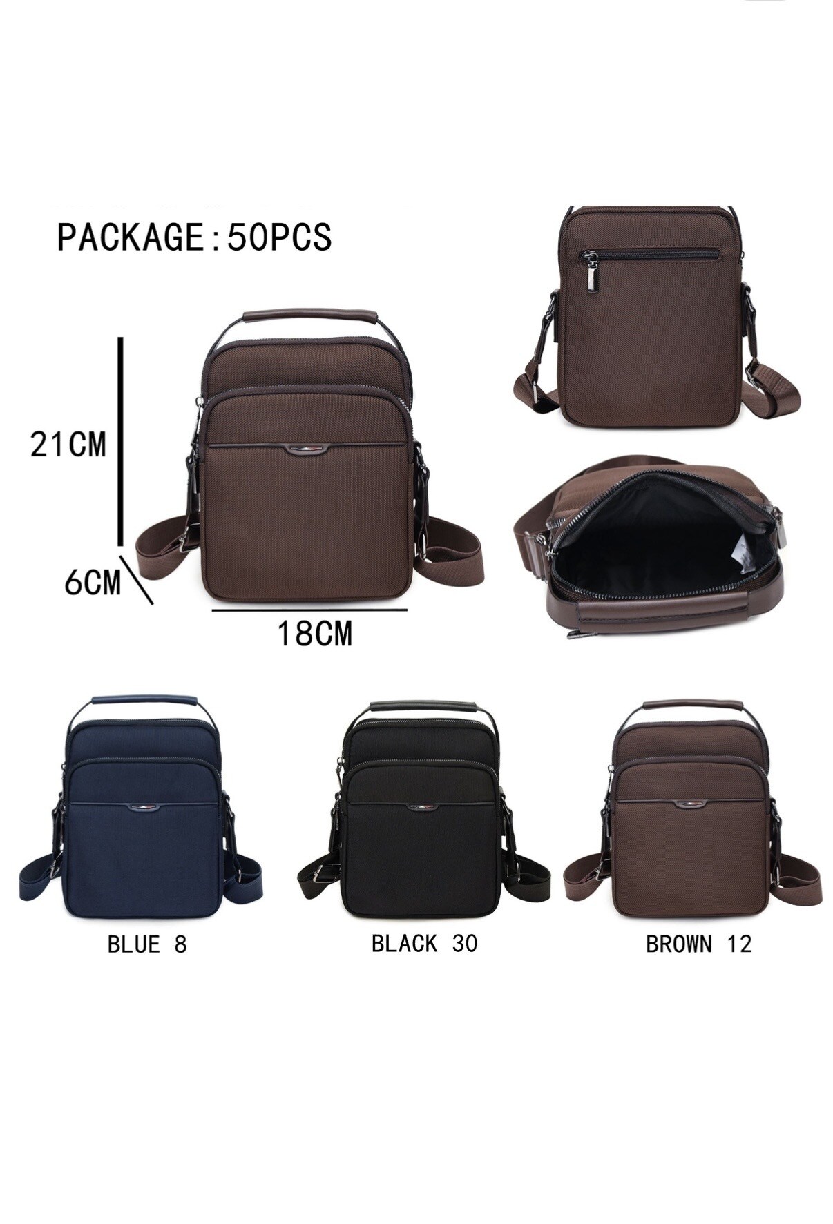 Grossista AMANDA CLOTHING BAGS AND ACCESSORIES - BORSE A TRACOLLA IN TESSUTO CON CERNIERE MISURA 21*6*18 CM