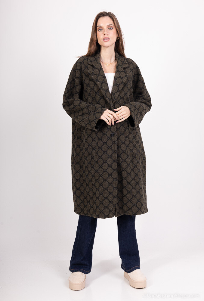 Wholesaler Amy&Clo - Oversized wool coat printed with small bows