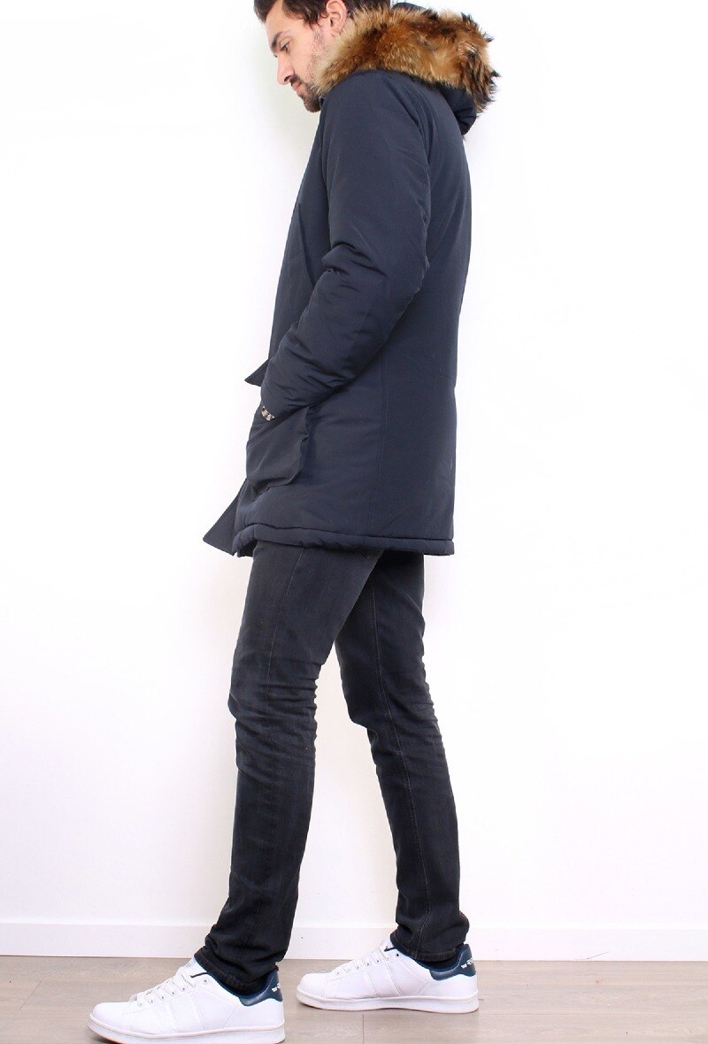 Parka Véritable Fourrure - Marine - 2 - grand format
