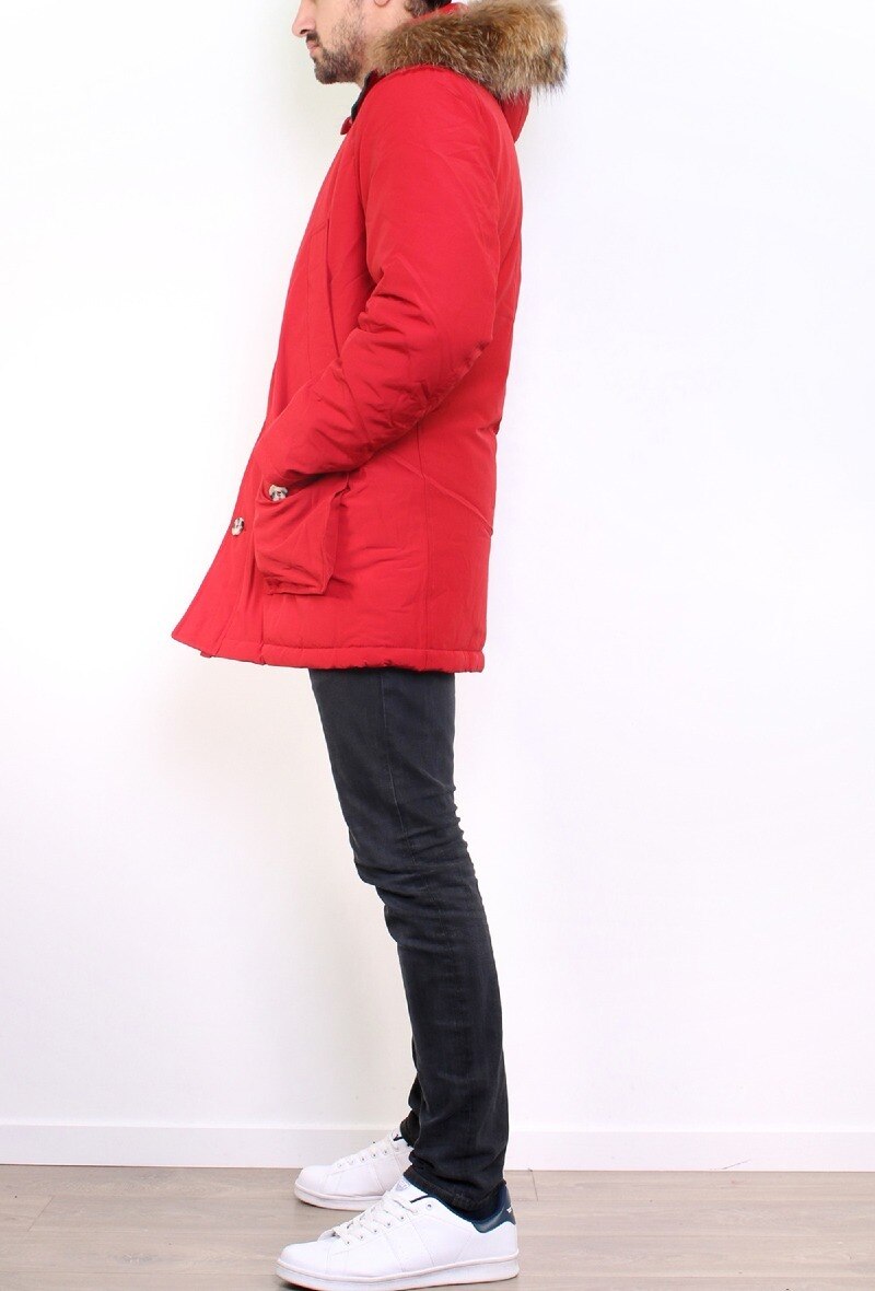 Parka Véritable Fourrure - Rouge - 2 - grand format