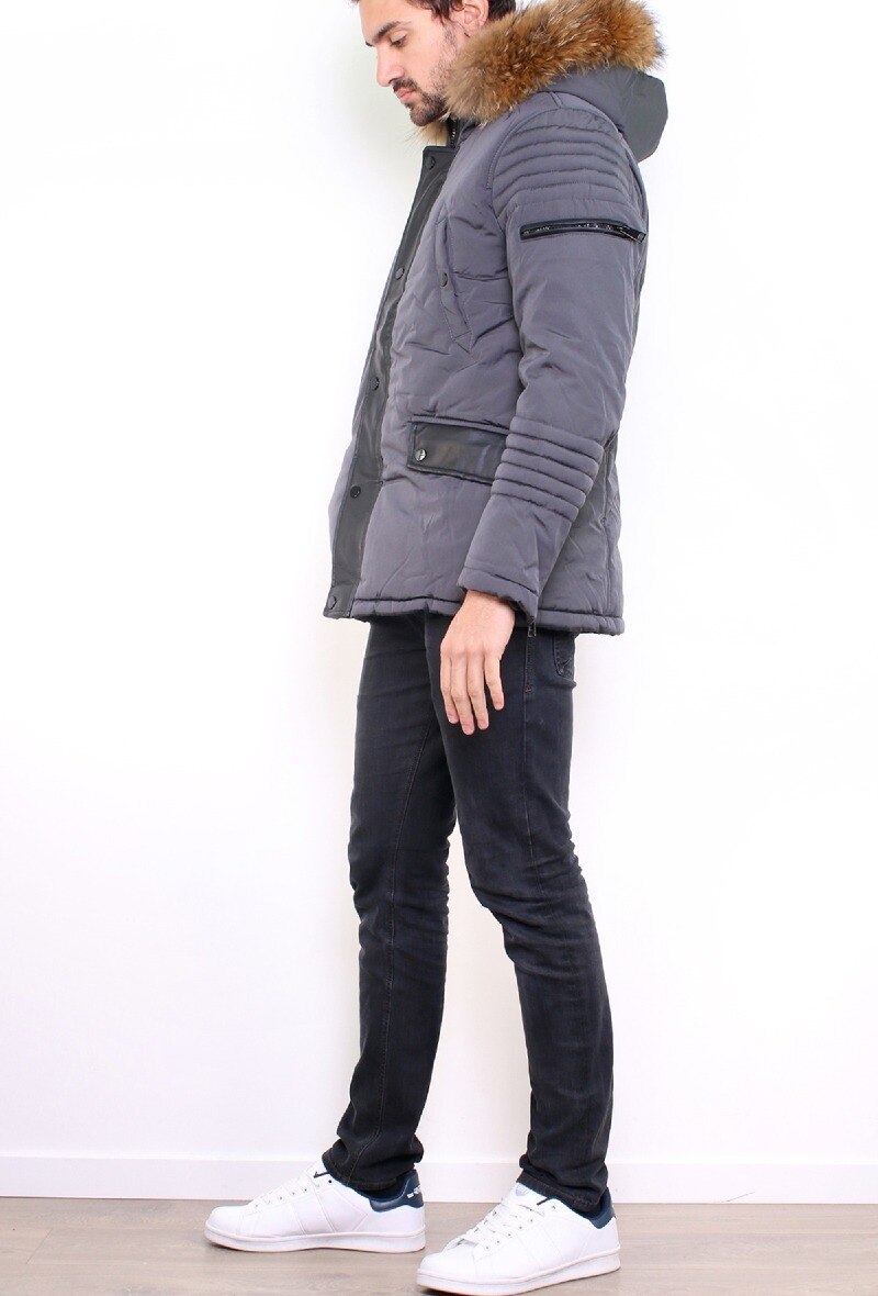 Parka Véritable Fourrure - Gris - 2 - grand format