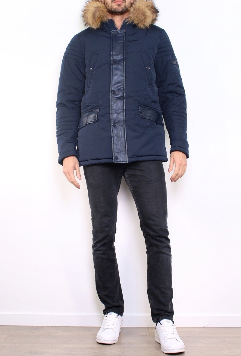 Parka Véritable Fourrure - Marine - 1 - grand format