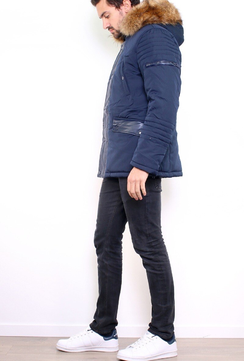 Parka Véritable Fourrure - Marine - 2 - grand format