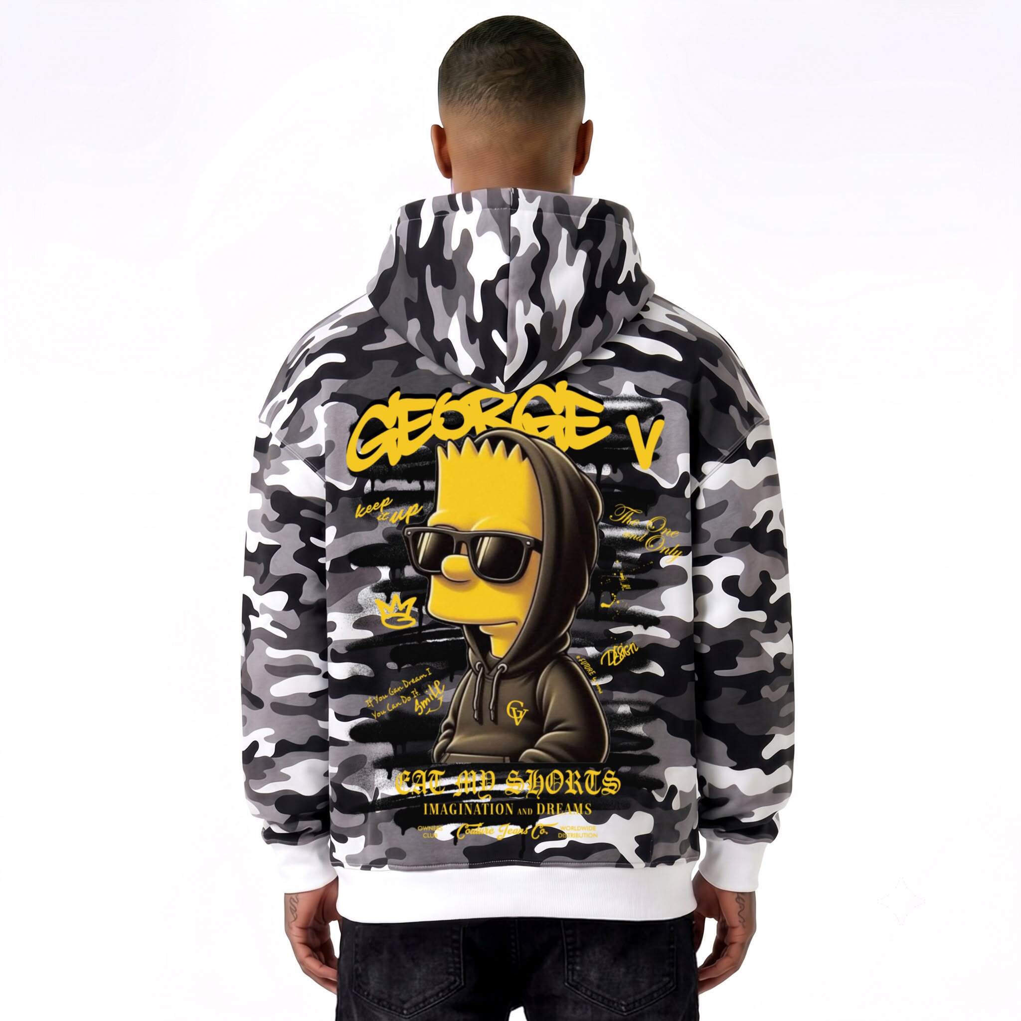 Grossiste Avenue George V - Sweat à capuche imprimé Bart Noir