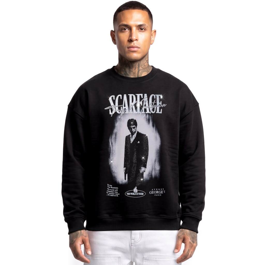 Grossiste Avenue George V - Hoodie Strass Scarface Noir
