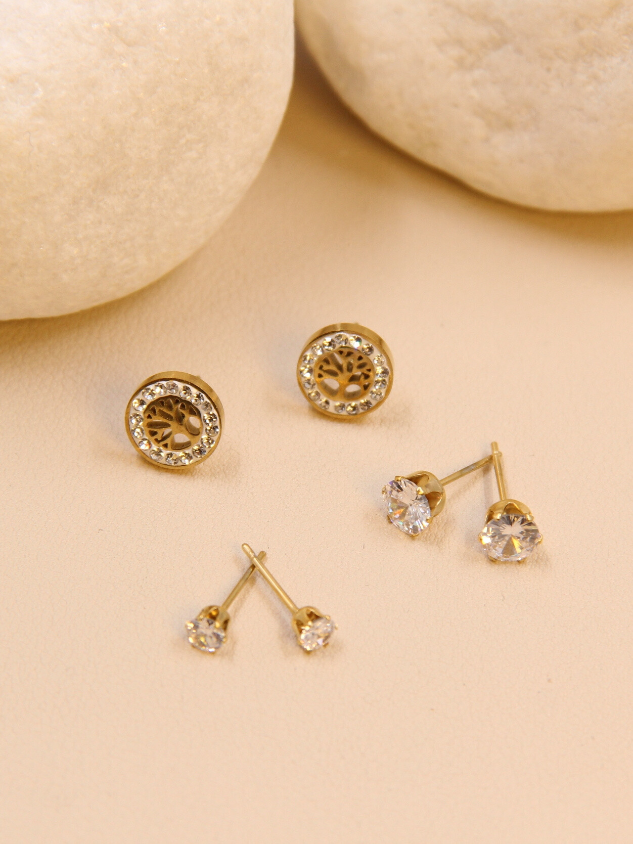 Grossiste Bellissima - Boucles d'Oreilles en Acier Inoxydable - Trio Éclatant