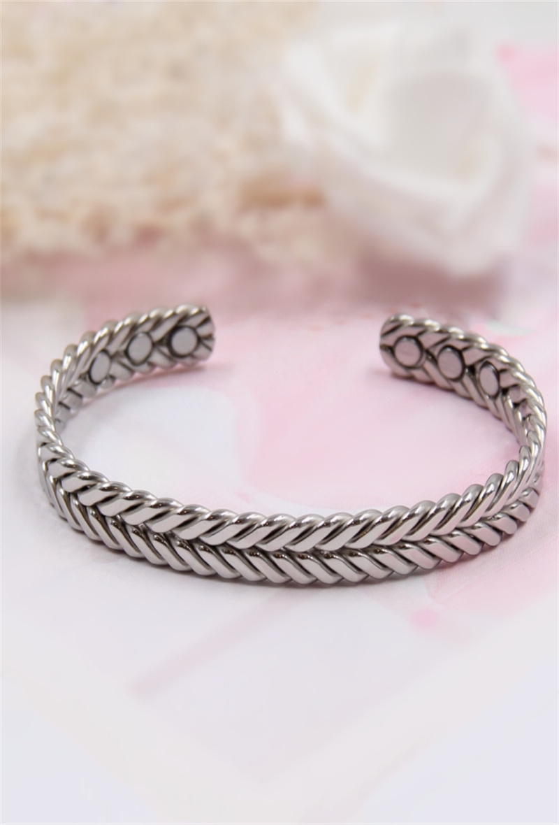 Grossista Bellissima - Bracciale rigido regolabile terapia magnetica in acciaio inossidabile