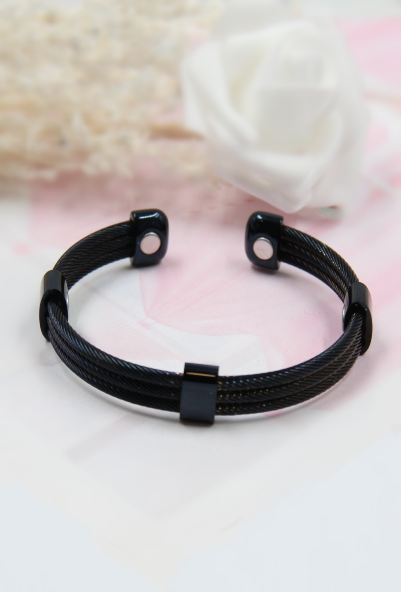Grossista Bellissima - Bracciale rigido regolabile terapia magnetica in acciaio inossidabile
