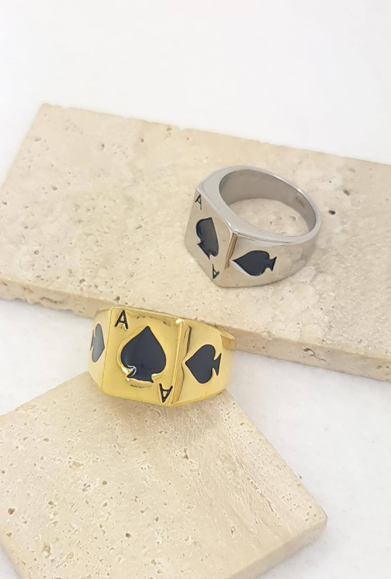 Grossista Bijoussimo - Anello in acciaio da uomo asso di picche