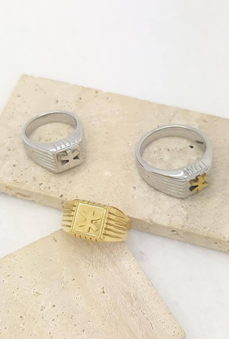 Grossista Bijoussimo - Anello in acciaio da uomo con motivo berbero