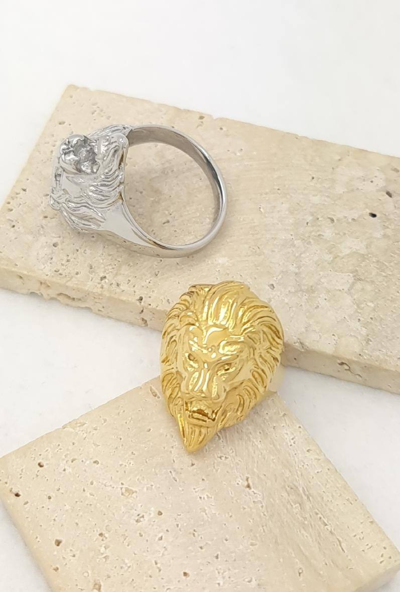 Grossista Bijoussimo - Anello in acciaio da uomo con grande leone
