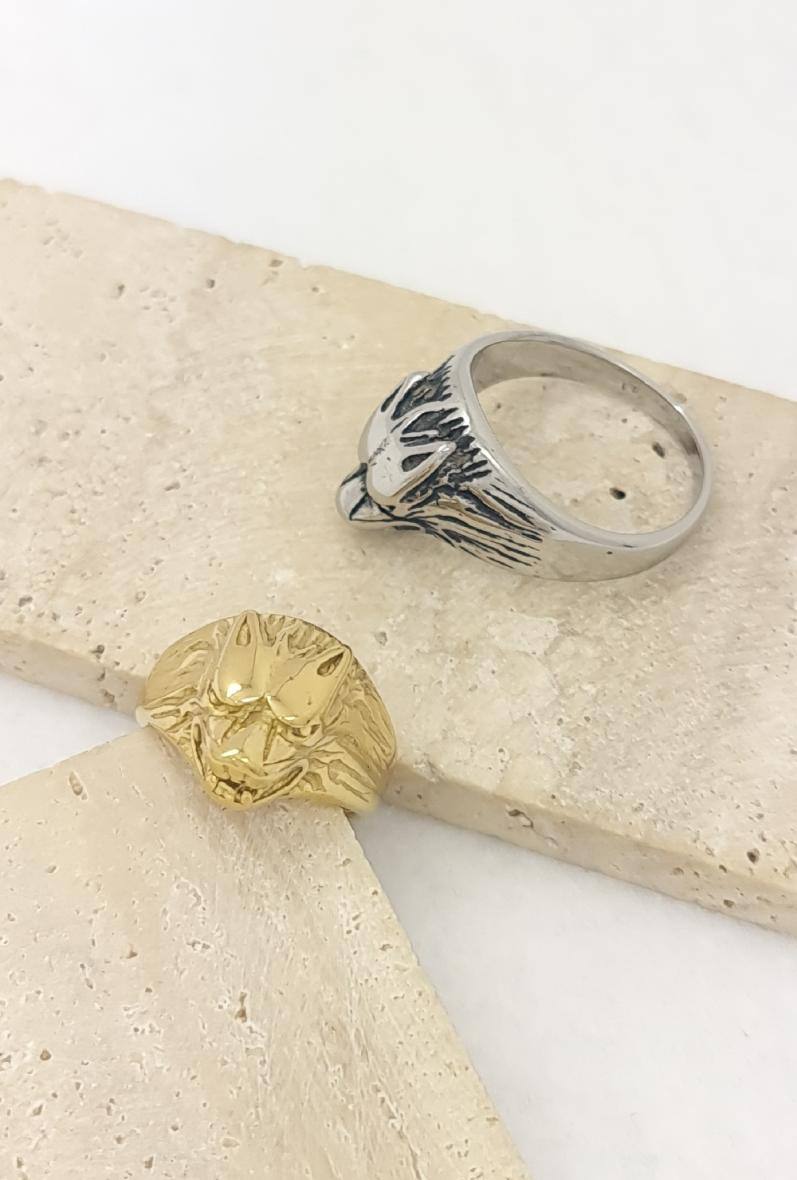 Grossista Bijoussimo - Anello in acciaio da uomo con piccolo lupo