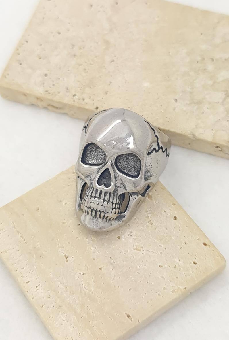 Grossista Bijoussimo - Anello in acciaio da uomo teschio/testa di morto (M06)