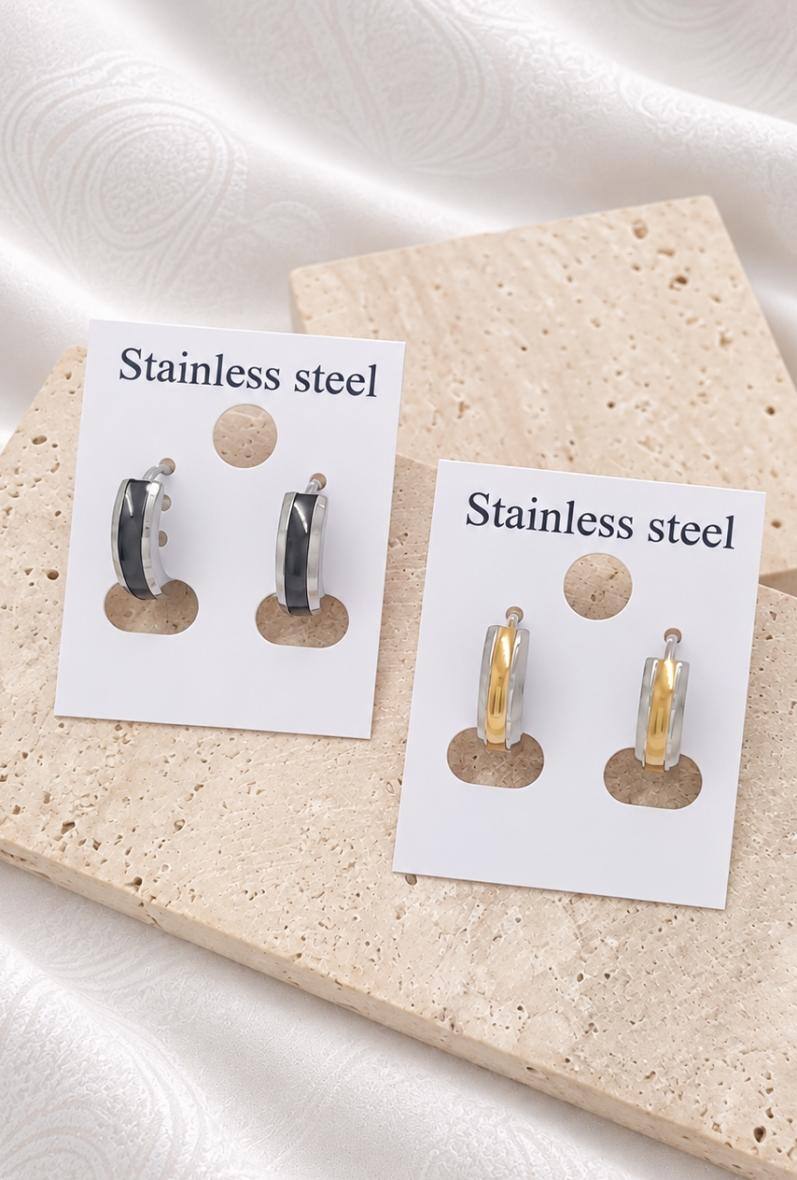 Grossiste Bijoussimo - Boucle d'oreille acier homme, anneau coloré