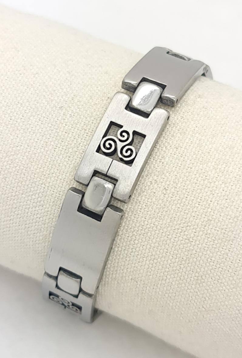 Grossista Bijoussimo - Bracciale in acciaio da uomo, larghezza 11mm, motivo triskel