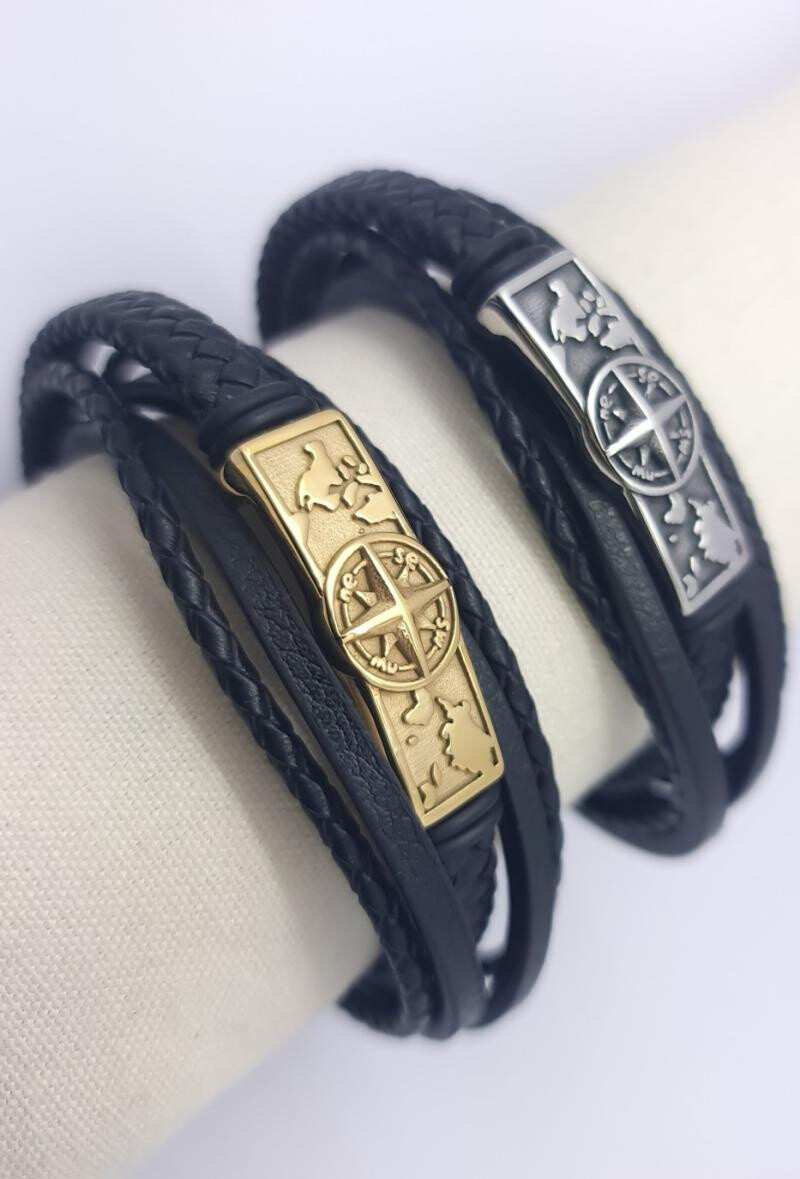 Wholesaler Bijoussimo - Leather and steel bracelet Bousson