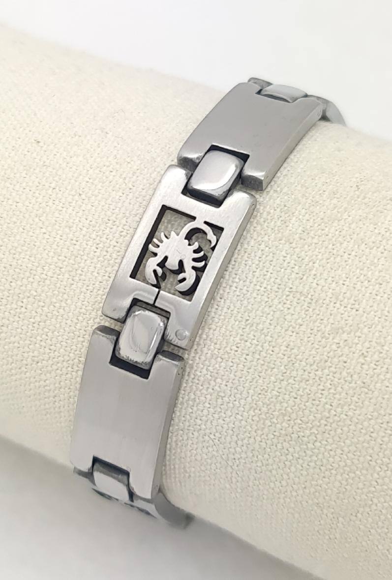 Grossista Bijoussimo - Bracciale in acciaio da uomo con motivo del segno zodiacale: Scorpione