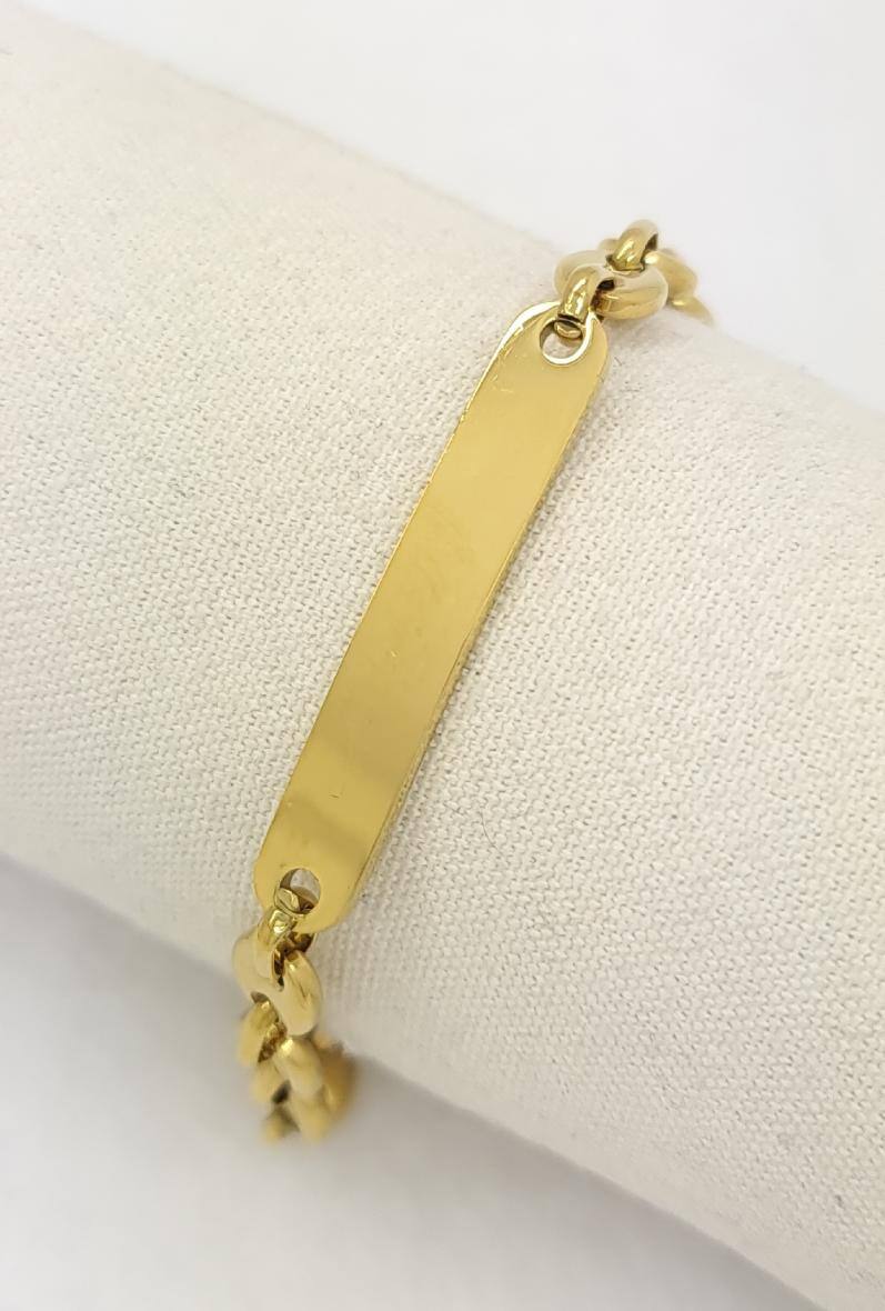 Grossista Bijoussimo - Bracciale in acciaio dorato con maglie a chicco di caffè (M 7x9)