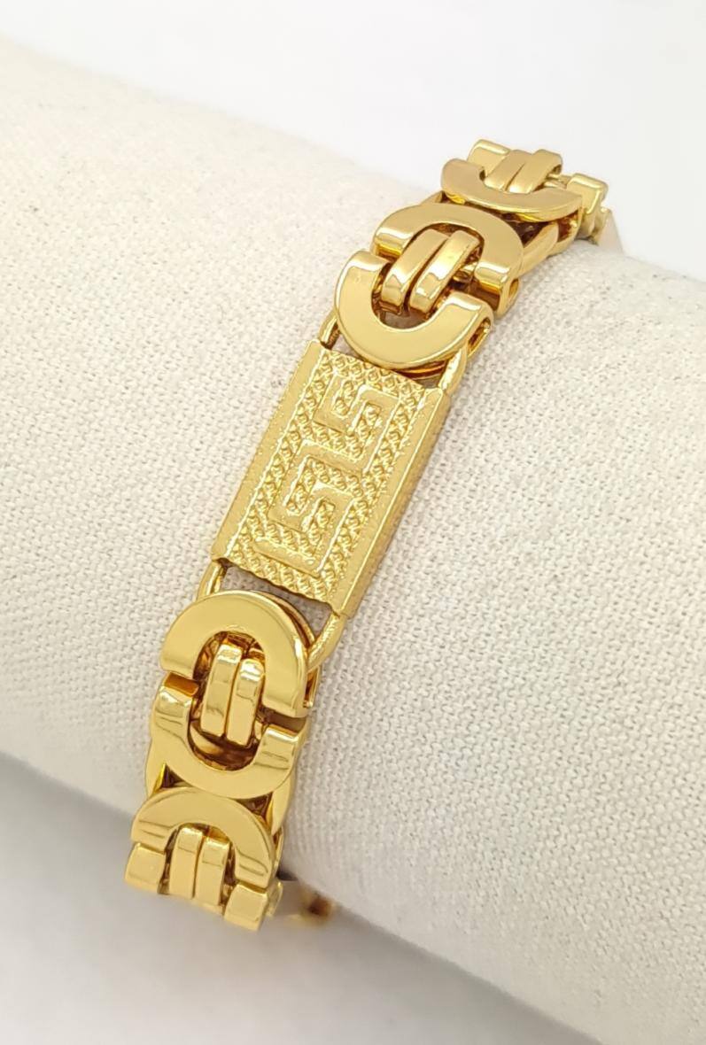 Wholesaler Bijoussimo - Men's gold-plated steel bracelet, 10mm wide (M07)