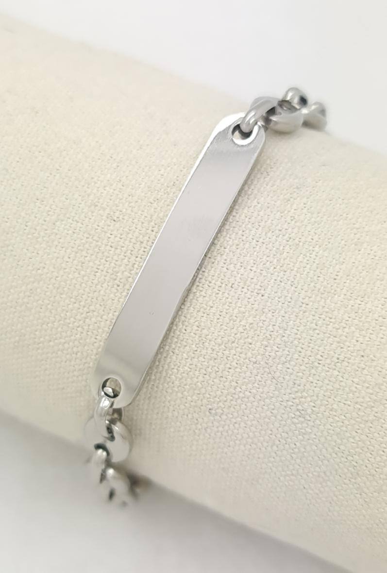 Grossista Bijoussimo - Bracciale a catena in acciaio con maglie a chicco di caffè (M 7x9)