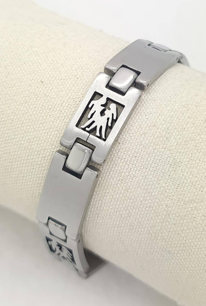 Grossista Bijoussimo - Bracciale in acciaio da uomo con motivo del segno zodiacale: Gemelli