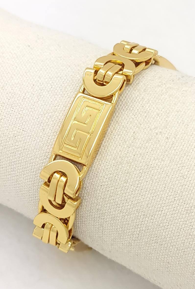 Wholesaler Bijoussimo - Men's gold-plated steel bracelet, 10mm width (M06)