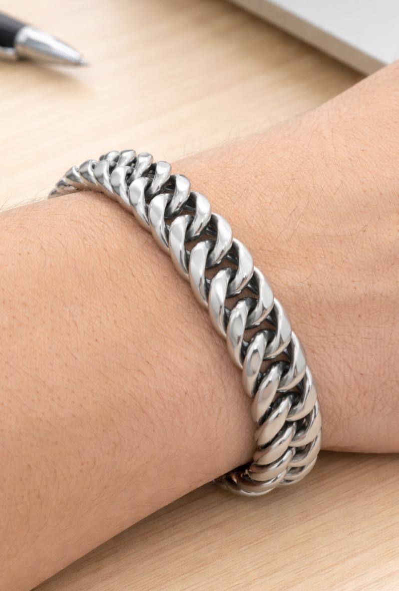 Großhändler Bijoussimo - Herrenarmband aus Stahl mit groben Panzerketten-Gliedern
