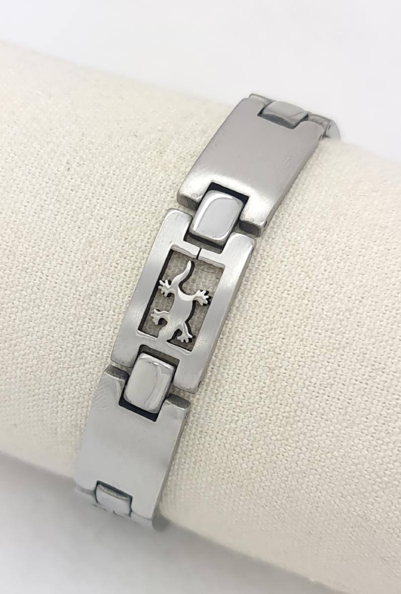 Wholesaler Bijoussimo - Men's steel bracelet, 11mm width, lizard pattern