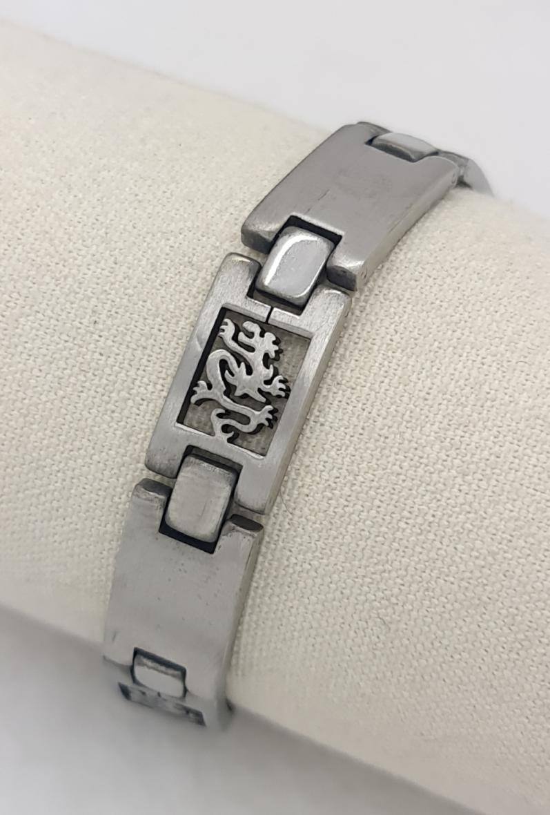 Wholesaler Bijoussimo - Men's steel bracelet, 11mm width, dragon design