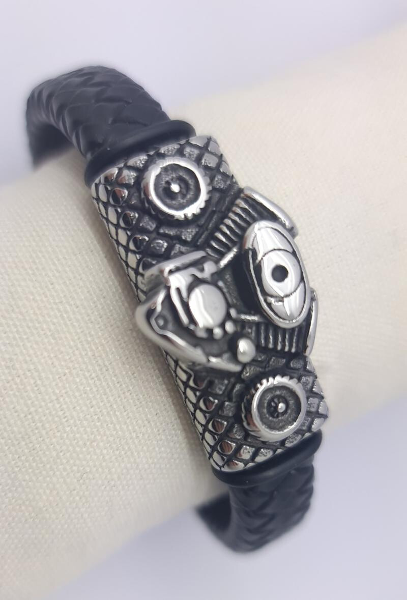 Großhändler Bijoussimo - Lederarmband und Motorradmotorstahl