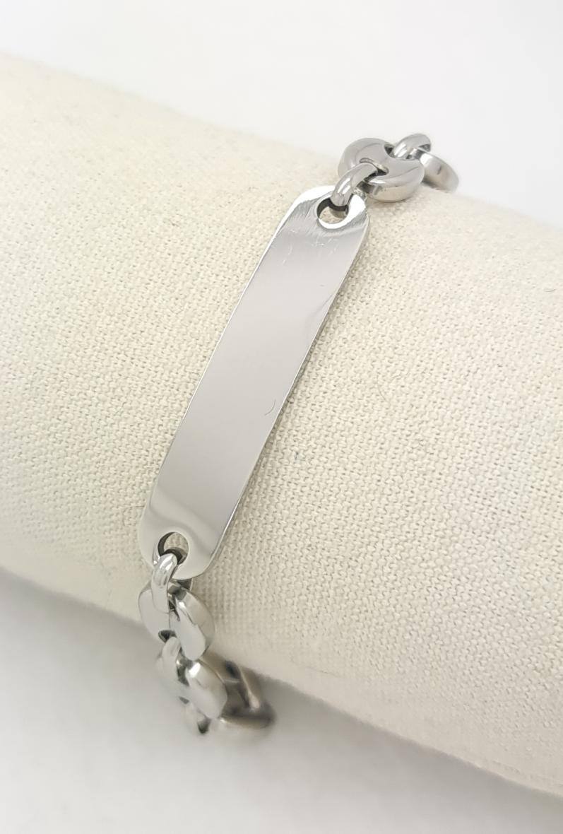 Grossista Bijoussimo - Bracciale in acciaio con maglie a chicco di caffè (L 9x11)