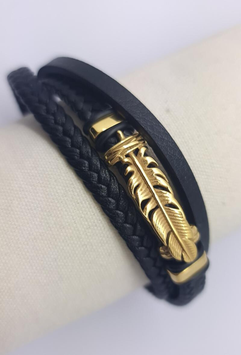 Großhändler Bijoussimo - Lederarmband und goldener vergoldeter Stahl