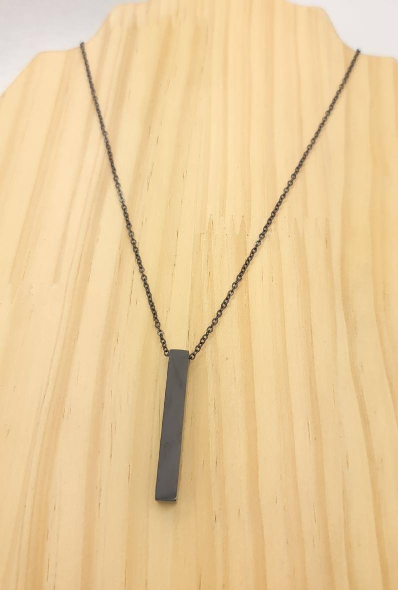Wholesaler Bijoussimo - Men's steel necklace with engravable bar pendant (6x6x40mm)