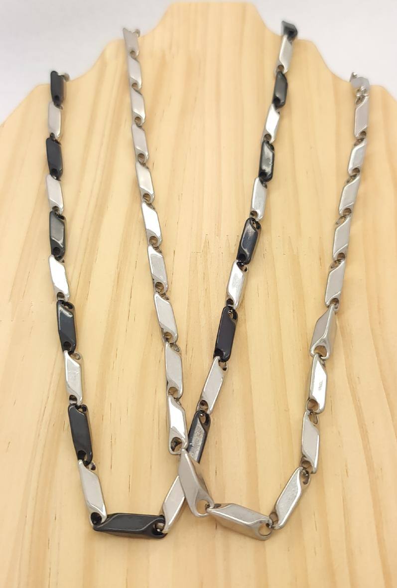 Grossista Bijoussimo - Collana a catena in acciaio da uomo, maglie a bastone (18.5x5), 60cm