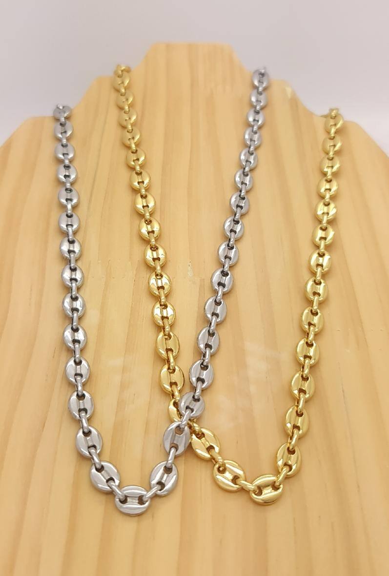 Grossiste Bijoussimo - Collier acier mailles grains de café [M05] (45cm)