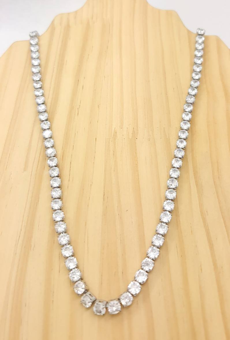 Mayorista Bijoussimo - Collar de hombre de acero inoxidable con eslabones de tenis y circonio, 60cm
