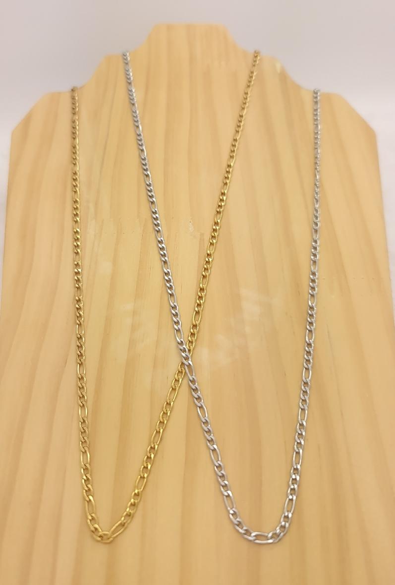 Grossiste Bijoussimo - Collier acier Maille figaro 3:1 (ep0.8# - 55cm) Grossiste Bijoussimo - Collier acier Maille figaro 3:1 (ep0.8# - 55cm)