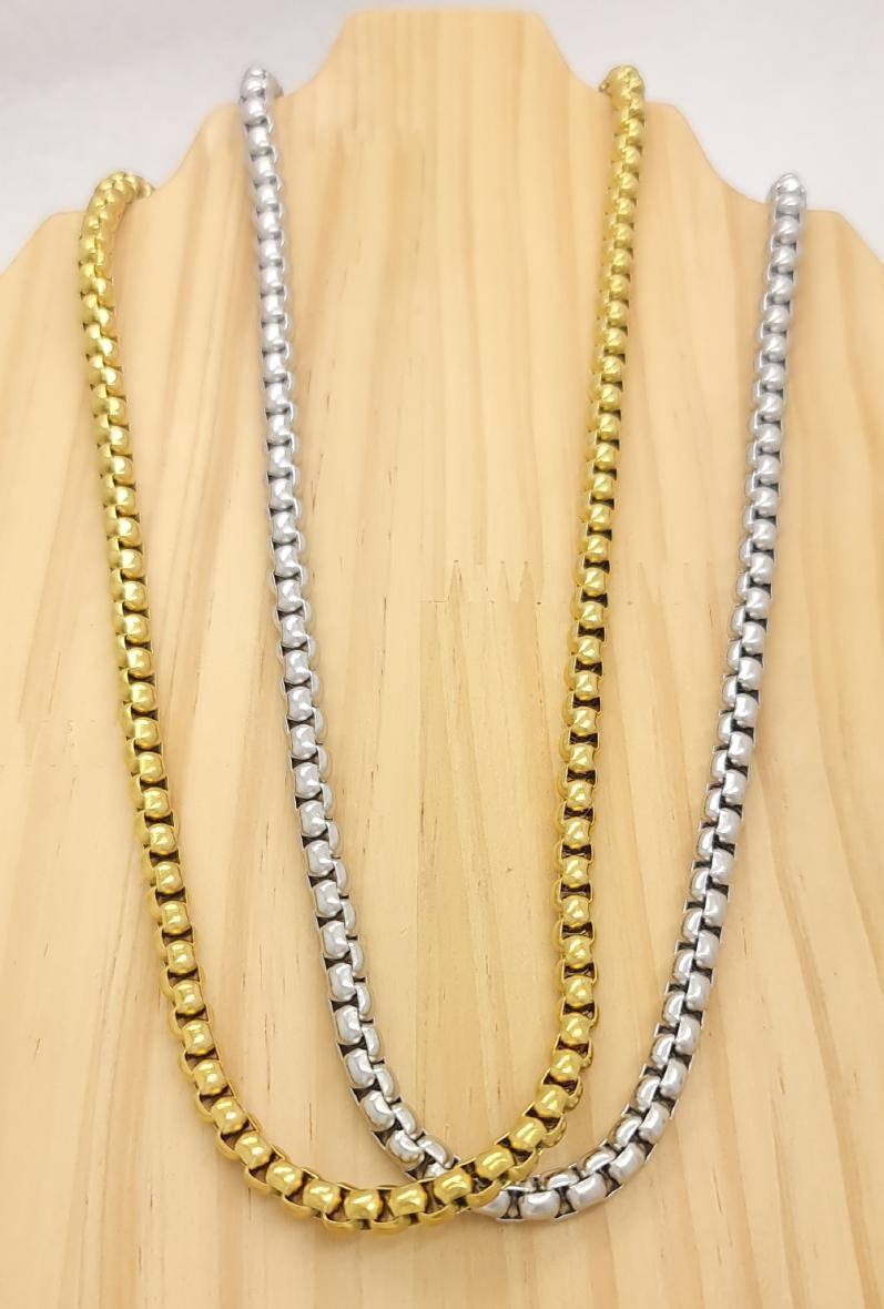 Grossista Bijoussimo - Collana in acciaio con catena veneziana, 60cm