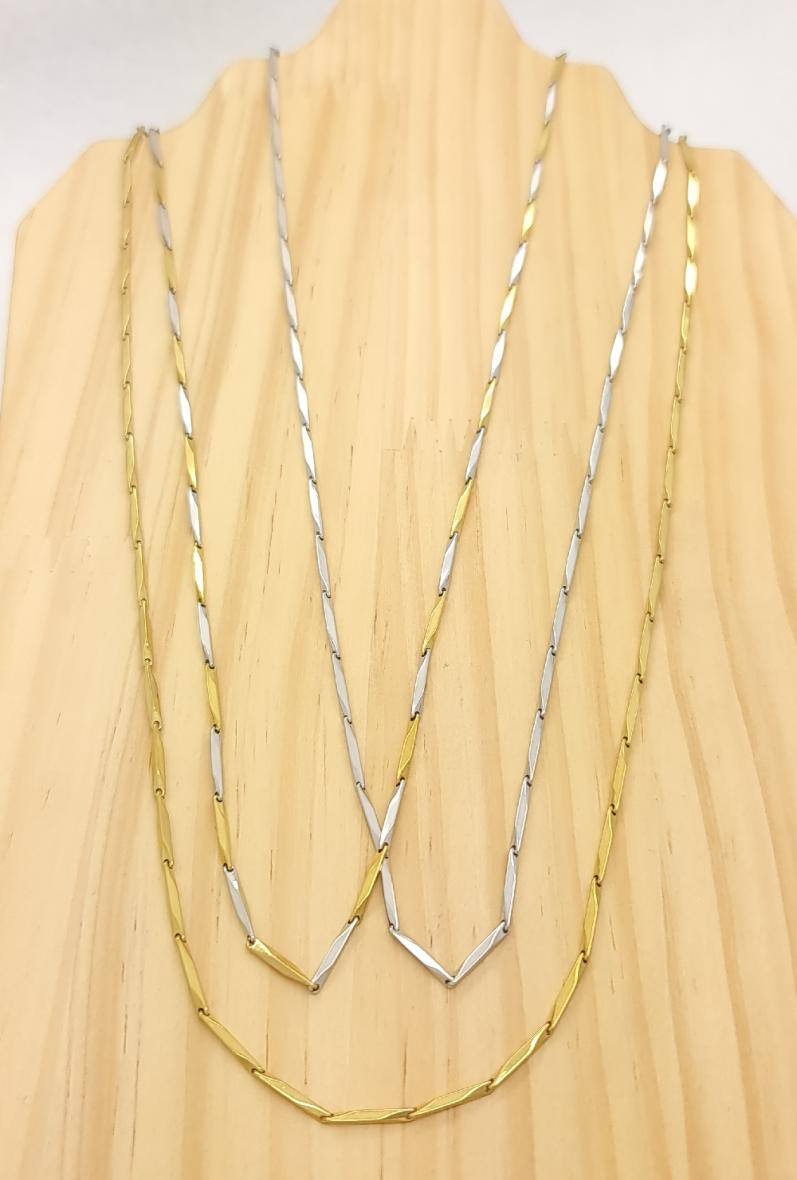Grossista Bijoussimo - Collana a catena in acciaio da uomo, maglie a barra (11x1.5), spessore 1.5mm, 55cm