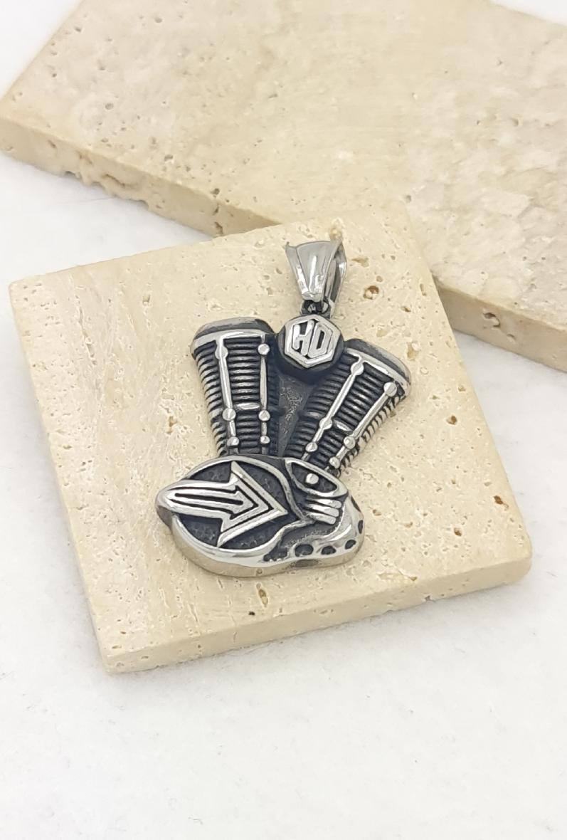 Wholesaler Bijoussimo - Men's steel pendant Harley Davidson engine
